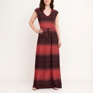 Karin Stevens Full-Length Maxi Striped Sleeveless Dress M